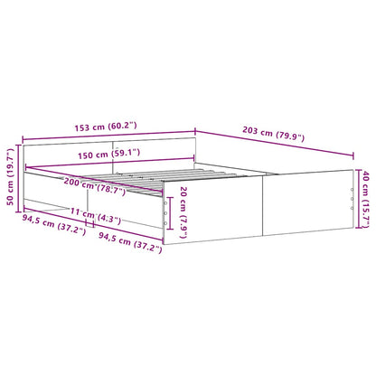 vidaXL Bettgestell ohne Matratze Schwarz Eichen-Optik 150x200 cm