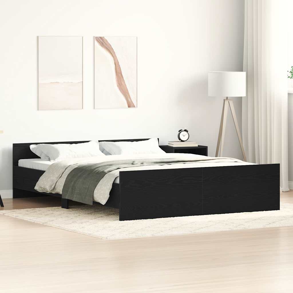 vidaXL Bettgestell ohne Matratze Schwarz Eichen-Optik 150x200 cm