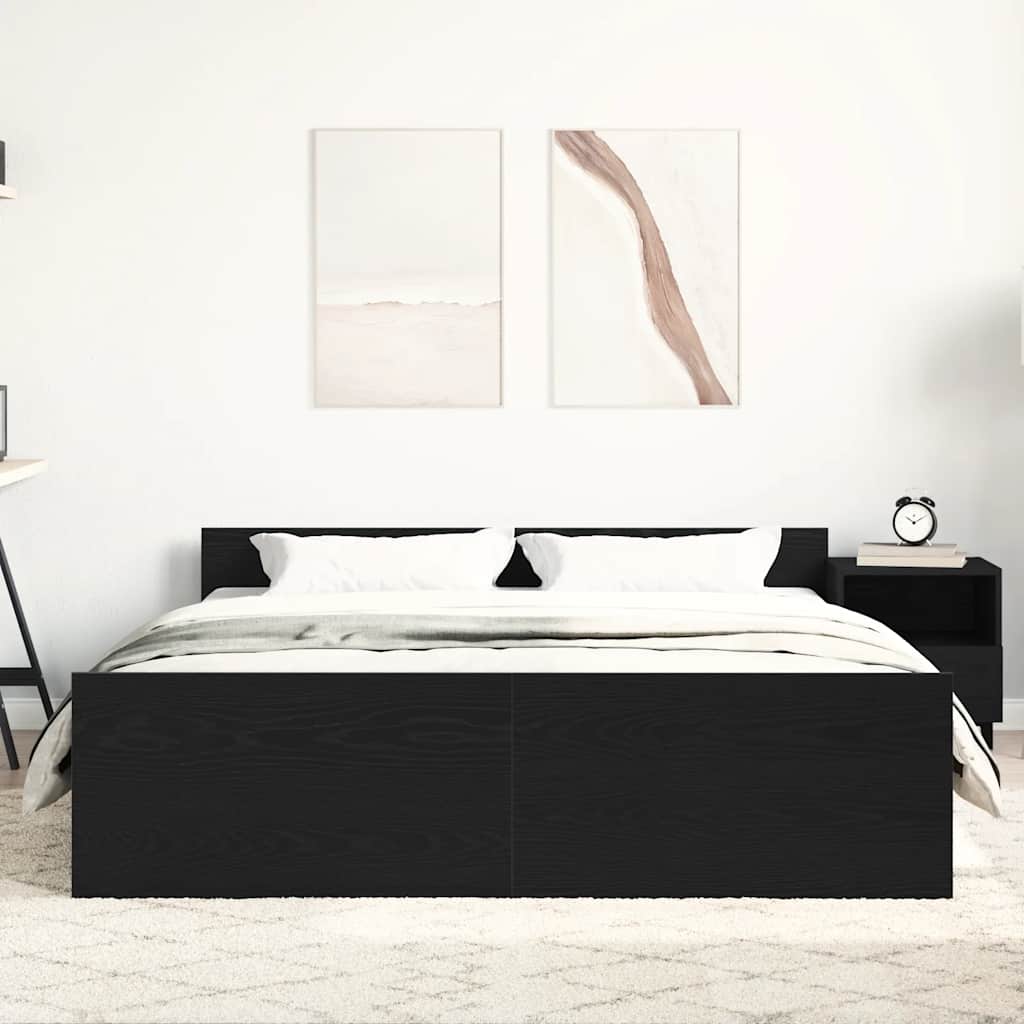 vidaXL Bettgestell ohne Matratze Schwarz Eichen-Optik 160x200 cm