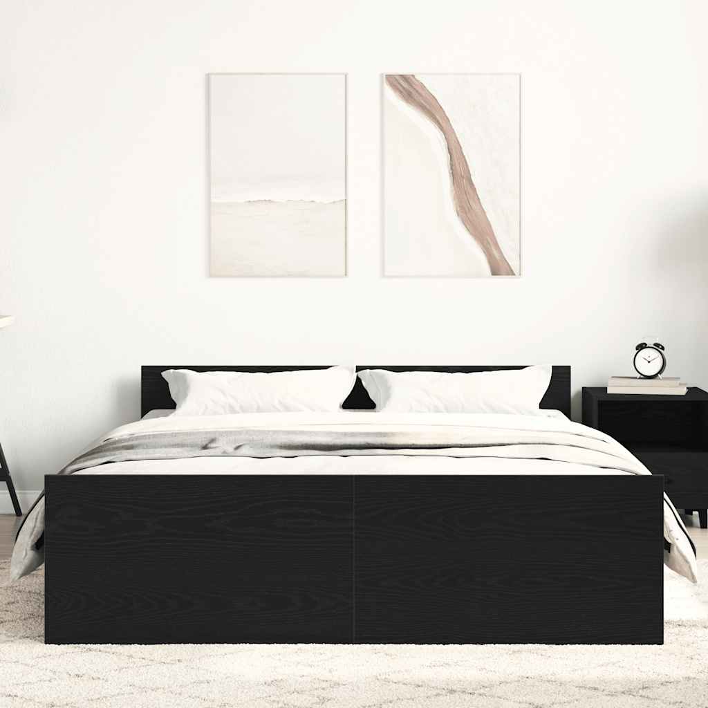 vidaXL Bettgestell ohne Matratze Schwarz Eichen-Optik 120x190 cm