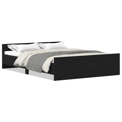 vidaXL Cadre de lit sans matelas Noir aspect chêne 135x190 cm