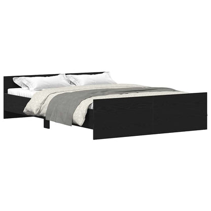 vidaXL Cadre de lit sans matelas Noir aspect chêne 135x190 cm