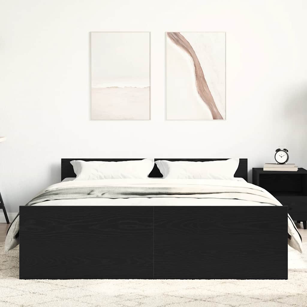 vidaXL Cadre de lit sans matelas Noir aspect chêne 135x190 cm