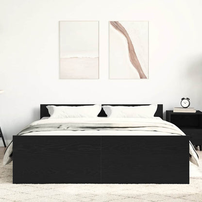 vidaXL Cadre de lit sans matelas Noir aspect chêne 135x190 cm