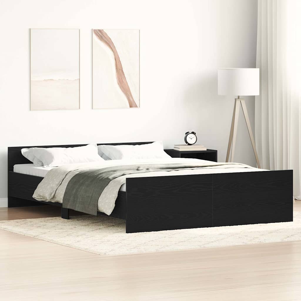 vidaXL Cadre de lit sans matelas Noir aspect chêne 135x190 cm