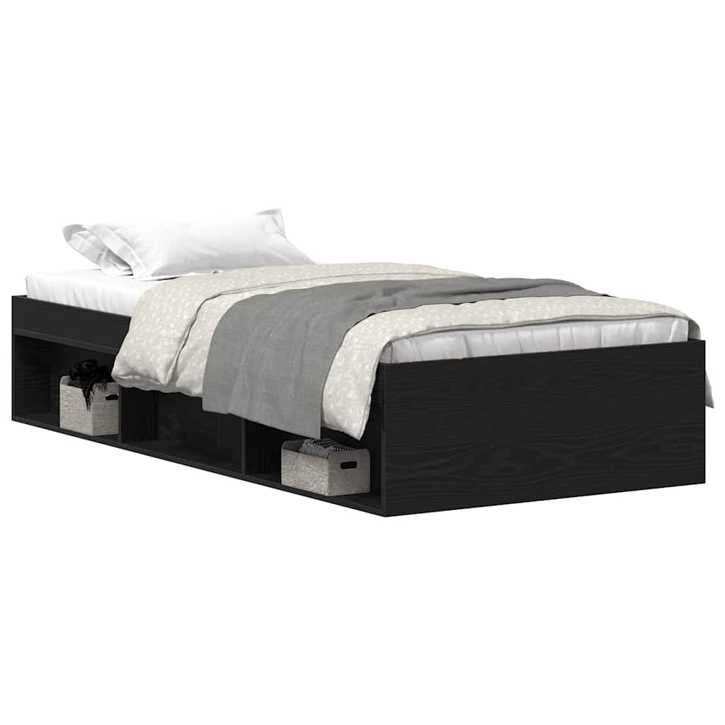 vidaXL Bettgestell ohne Matratze Schwarz Eichen-Optik 90x200 cm