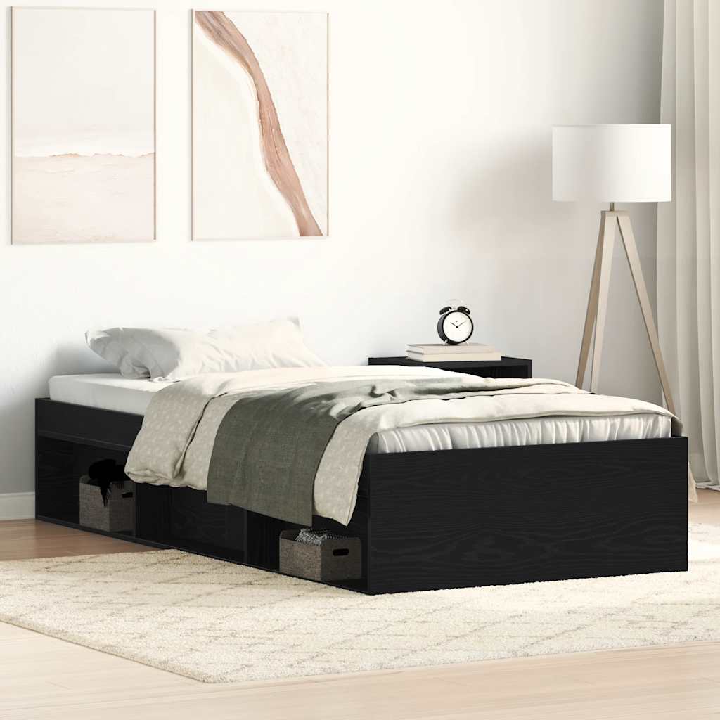 vidaXL Bettgestell ohne Matratze Schwarz Eichen-Optik 90x200 cm
