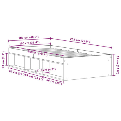 vidaXL Bettgestell ohne Matratze Schwarz Eichen-Optik 100x200 cm