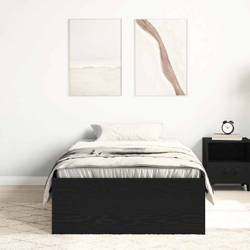 vidaXL Cadre de lit sans matelas Noir aspect chêne 90x190 cm