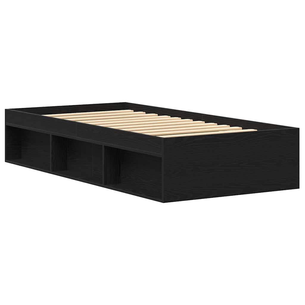 vidaXL Cadre de lit sans matelas Noir aspect chêne 90x190 cm