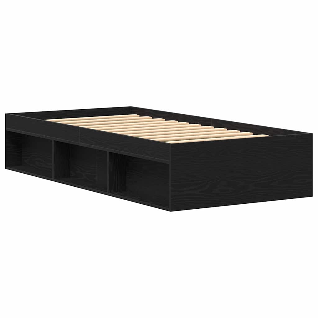vidaXL Cadre de lit sans matelas Noir aspect chêne 90x190 cm