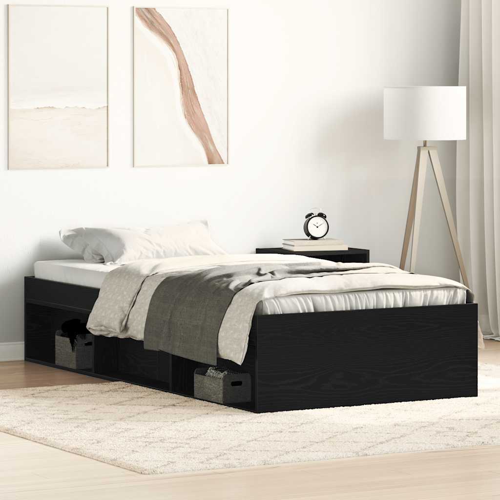vidaXL Cadre de lit sans matelas Noir aspect chêne 90x190 cm