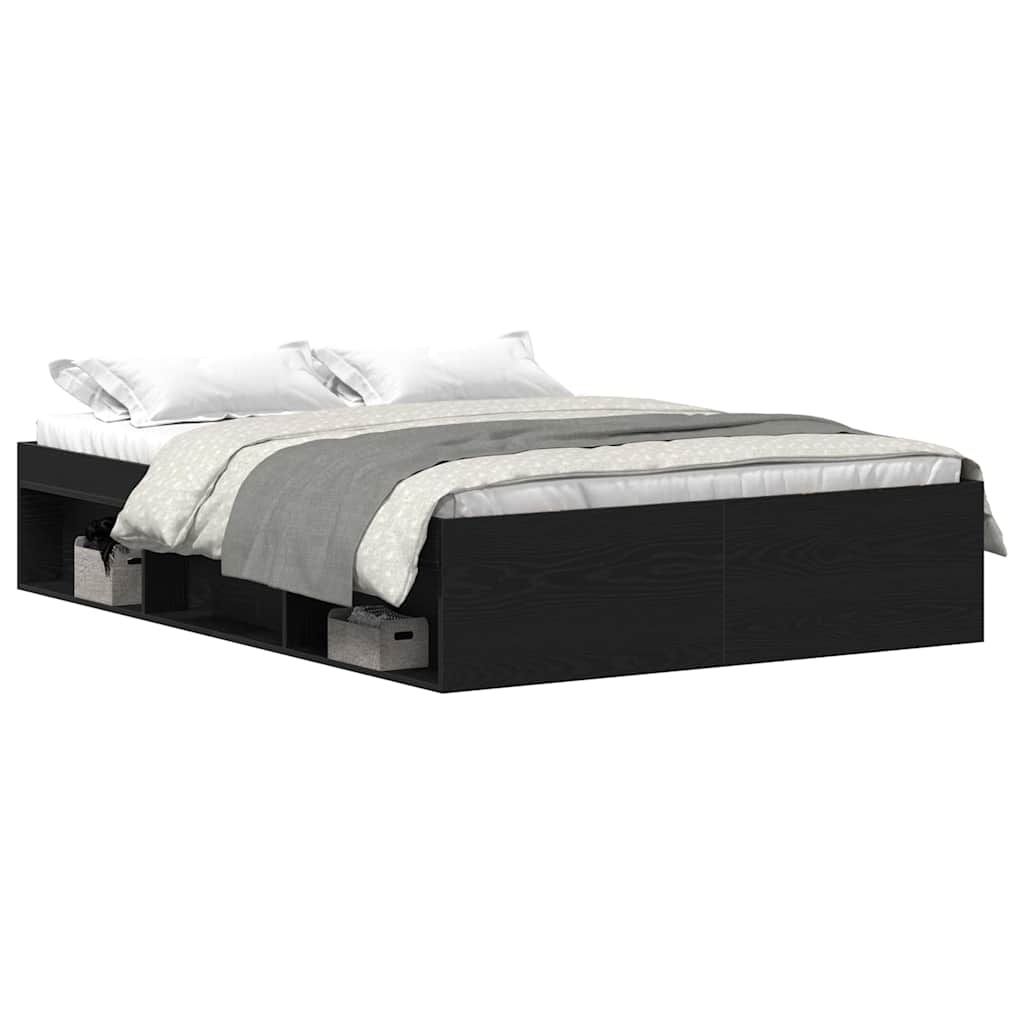 vidaXL Bettgestell ohne Matratze Schwarz Eichen-Optik 120x200 cm