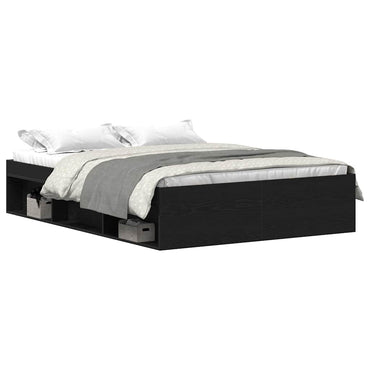 vidaXL Bettgestell ohne Matratze Schwarz Eichen-Optik 120x200 cm