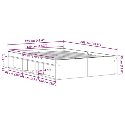 vidaXL Bettgestell ohne Matratze Schwarz Eichen-Optik 120x200 cm