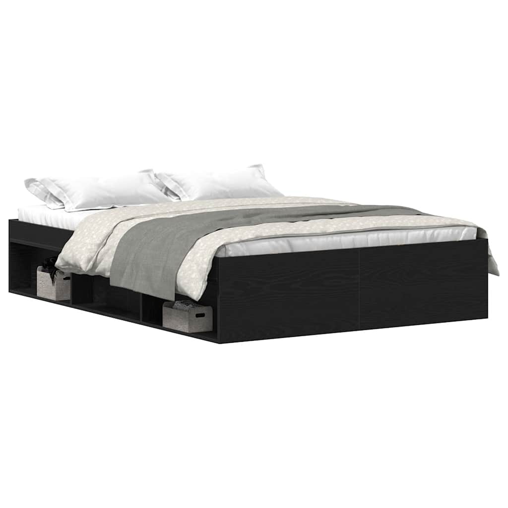 vidaXL Cadre de lit sans matelas Noir aspect chêne 140x200 cm