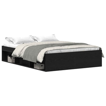 vidaXL Cadre de lit sans matelas Noir aspect chêne 140x200 cm