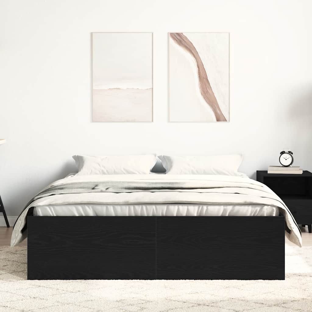 vidaXL Cadre de lit sans matelas Noir aspect chêne 140x200 cm