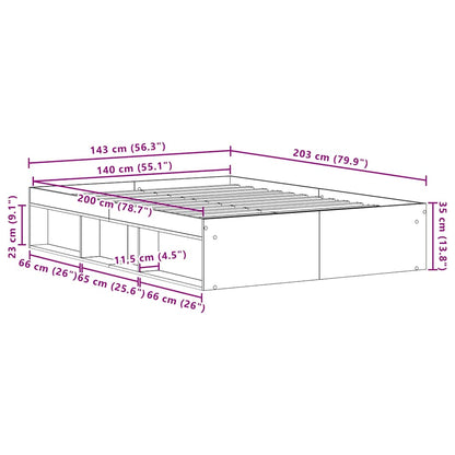 vidaXL Cadre de lit sans matelas Noir aspect chêne 140x200 cm