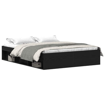vidaXL Bettgestell ohne Matratze Schwarz Eichen-Optik 160x200 cm