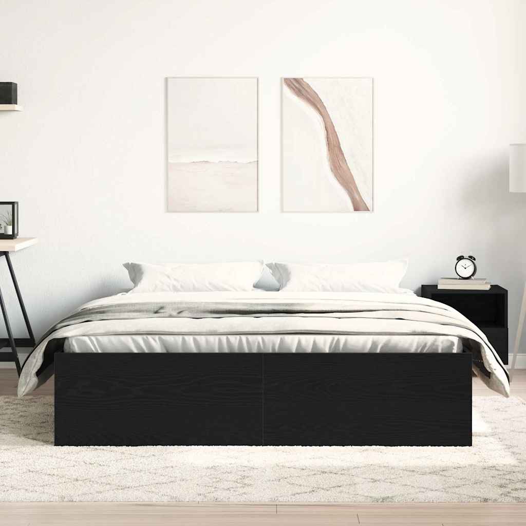 vidaXL Bettgestell ohne Matratze Schwarz Eichen-Optik 160x200 cm
