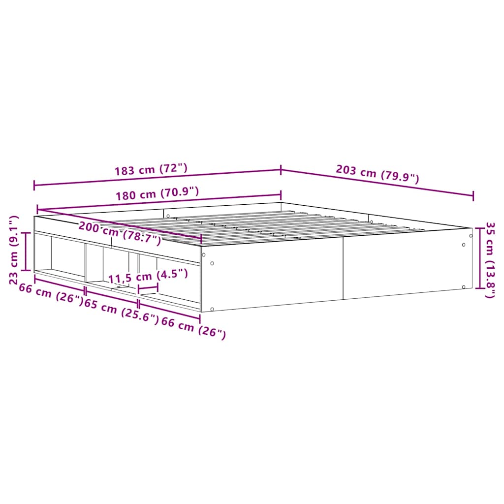 vidaXL Bettgestell ohne Matratze Braun Eichen-Optik 150x200 cm