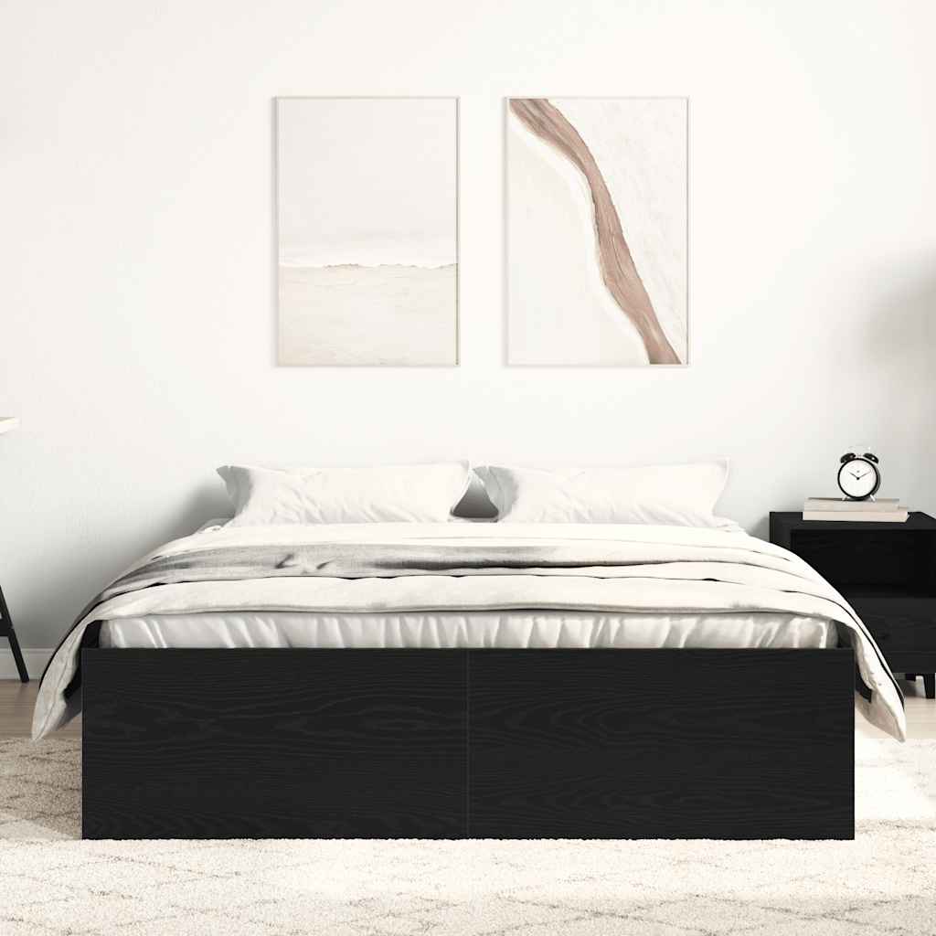 vidaXL Bettgestell ohne Matratze Schwarz Eichen-Optik 120x190 cm