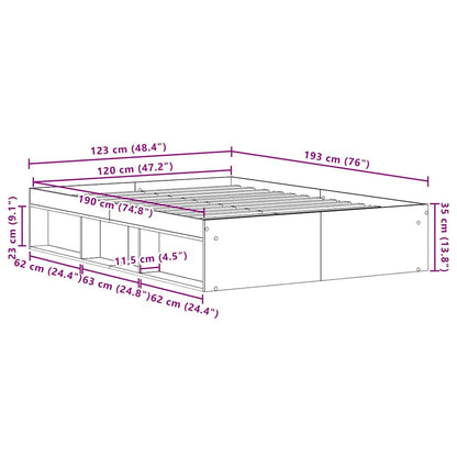 vidaXL Bettgestell ohne Matratze Schwarz Eichen-Optik 120x190 cm