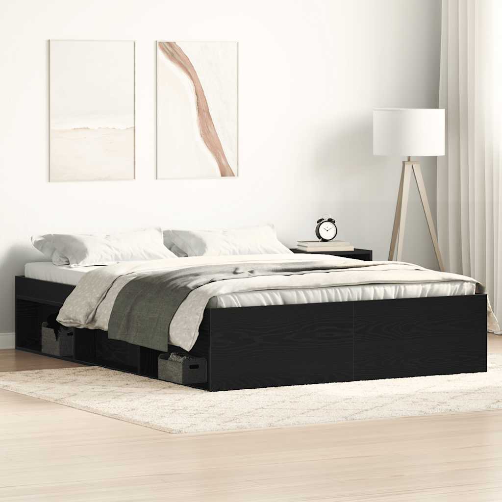 vidaXL Bettgestell ohne Matratze Schwarz Eichen-Optik 120x190 cm