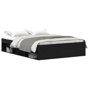 vidaXL Cadre de lit sans matelas Noir aspect chêne 140x190 cm
