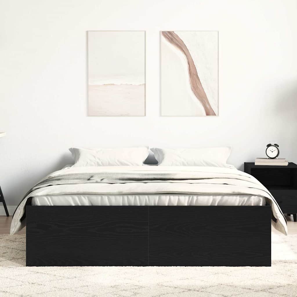 vidaXL Cadre de lit sans matelas Noir aspect chêne 140x190 cm
