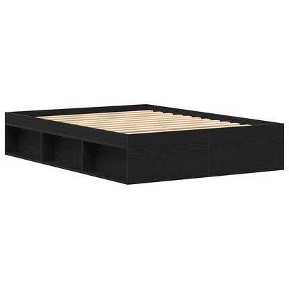 vidaXL Cadre de lit sans matelas Noir aspect chêne 140x190 cm