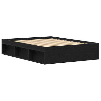 vidaXL Cadre de lit sans matelas Noir aspect chêne 140x190 cm