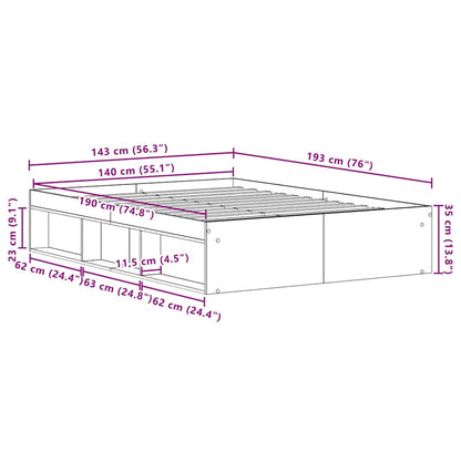 vidaXL Cadre de lit sans matelas Noir aspect chêne 140x190 cm