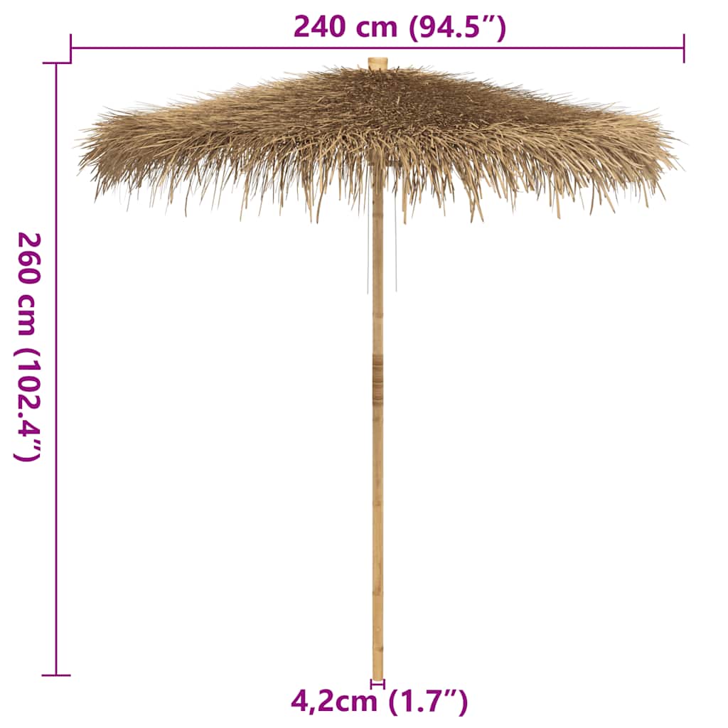 vidaXL Tiki-Schirm mit Bananenblatt-Dach 240 cm Bambus