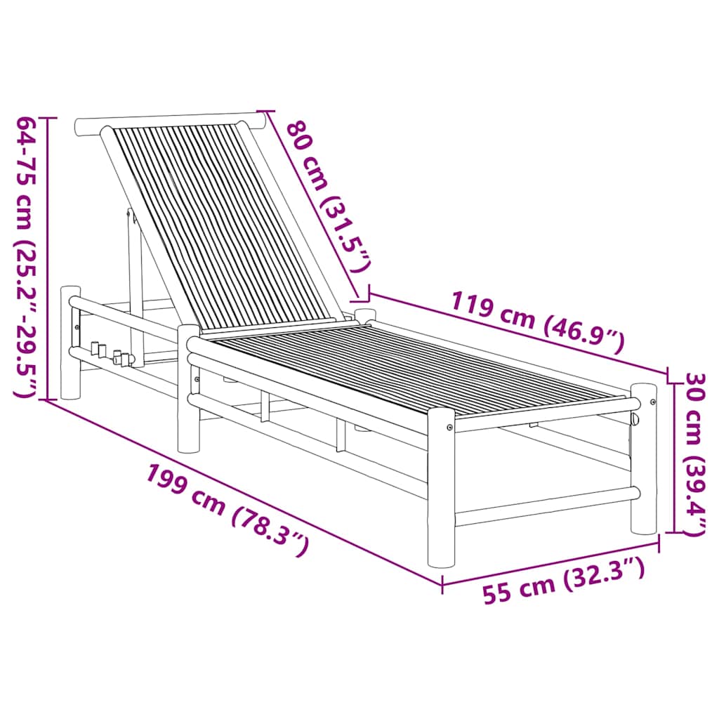 Sonnenliege 55x199x30 cm Bambus