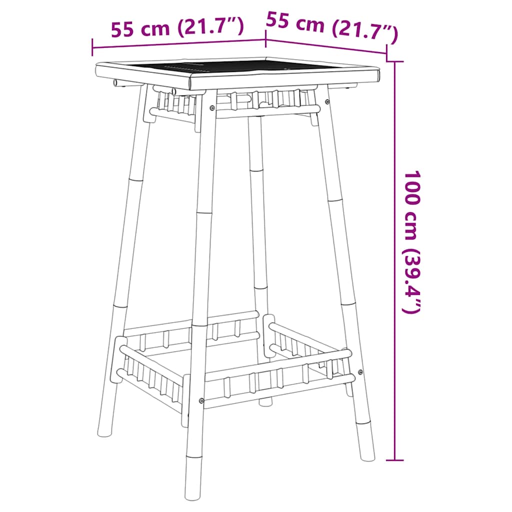 vidaXL Garten-Bartisch Quadratisch 55x55x100 cm Bambus