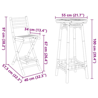 vidaXL 3-tlg. Outdoor-Bar-Set Klappbar Bambus