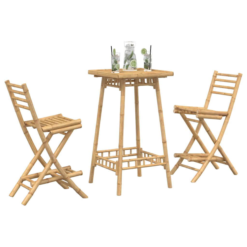 vidaXL 3-tlg. Outdoor-Bar-Set Klappbar Bambus