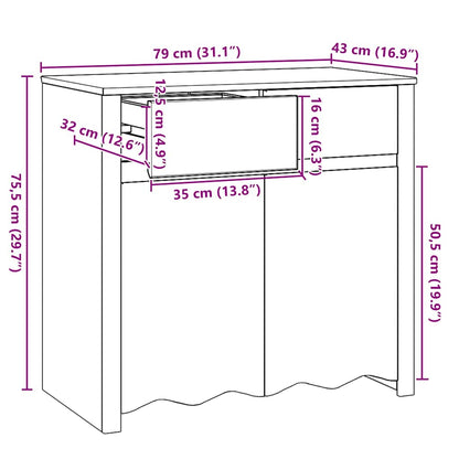 vidaXL Sideboard Drammen Eiche 79 x 43 x 75,5 cm Massivholz Kiefer