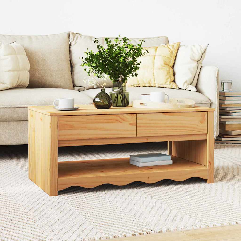vidaXL Couchtisch Drammen Eiche 99 x 55 x 45 cm Massives Kiefernholz