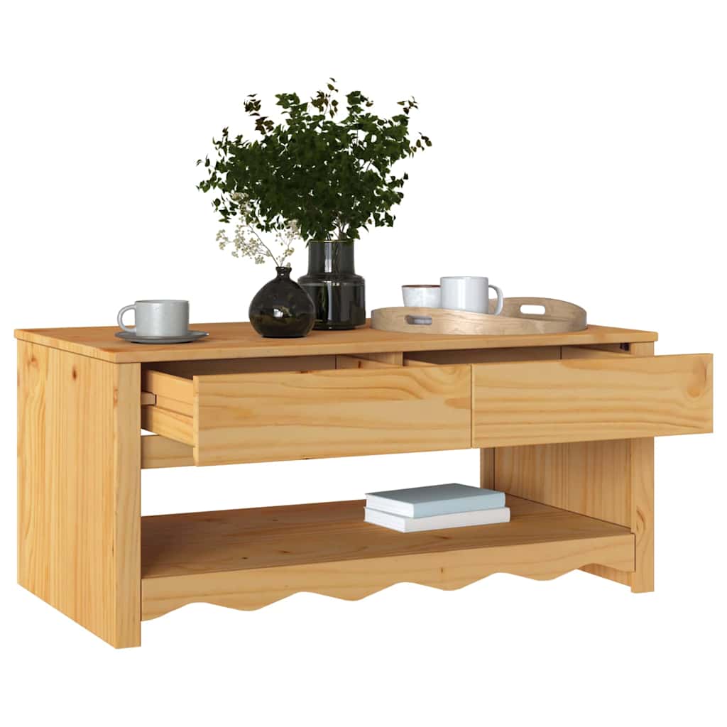 vidaXL Couchtisch Drammen Eiche 99 x 55 x 45 cm Massives Kiefernholz