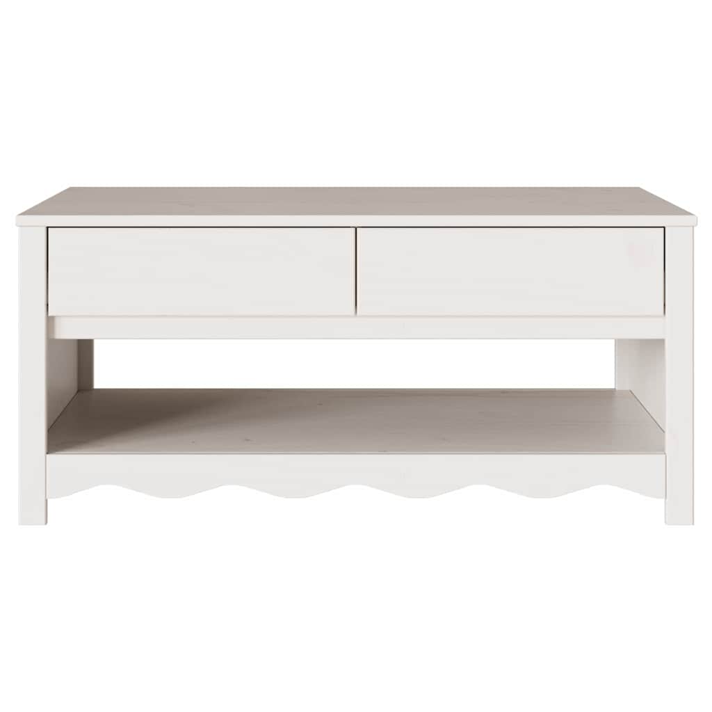 vidaXL Couchtisch Drammen Weiß 99 x 55 x 45 cm Massives Kiefernholz