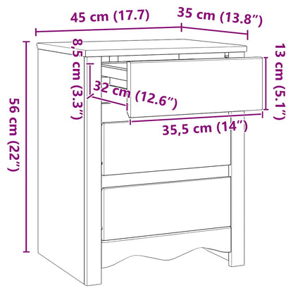 vidaXL Couchtisch Drammen Eiche 45 x 35 x 56 cm Massives Kiefernholz