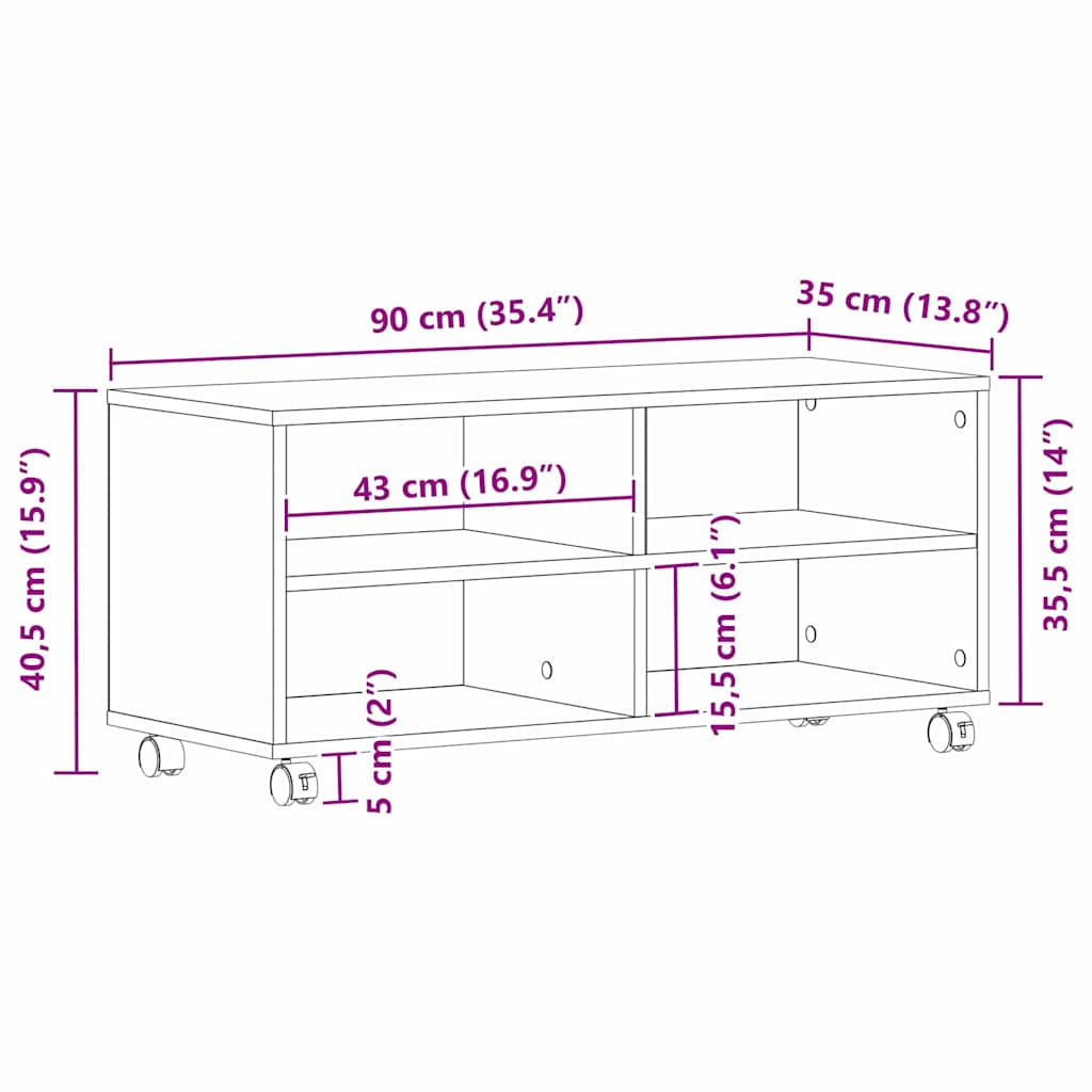 vidaXL TV-Schränk Braun 90 x 35 x 40,5 cm Holzwerkstoff
