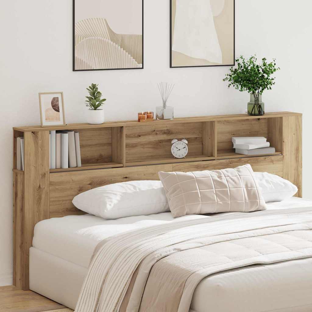 vidaXL Kopfteil Schrank mit Regal Artisan-Eiche 220 x 18,5 x 102,5 cm