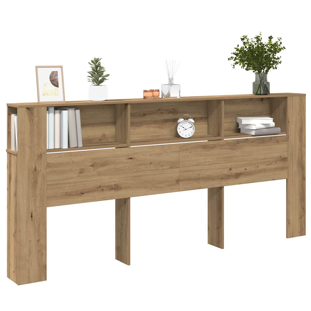 vidaXL Kopfteil Schrank mit Regal Artisan-Eiche 220 x 18,5 x 102,5 cm