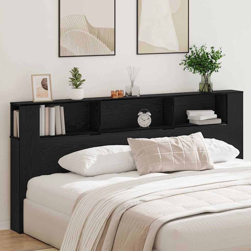 vidaXL Kopfteil Schrank Schwarz Eichen-Optik 220 x 18,5 x 102,5 cm