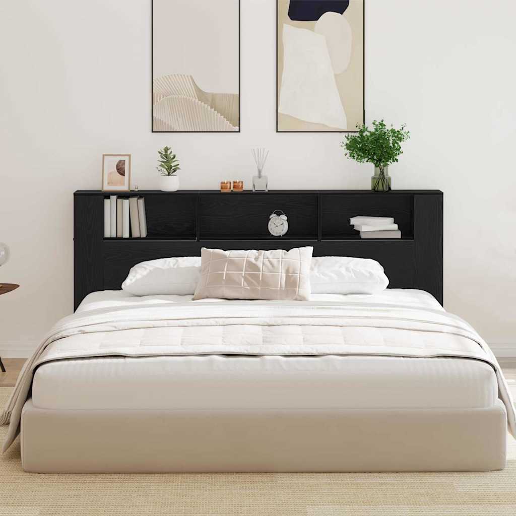 vidaXL Kopfteil Schrank Schwarz Eichen-Optik 220 x 18,5 x 102,5 cm