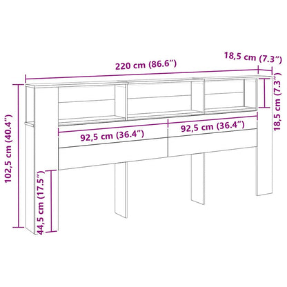 vidaXL Kopfteil Schrank Schwarz Eichen-Optik 220 x 18,5 x 102,5 cm